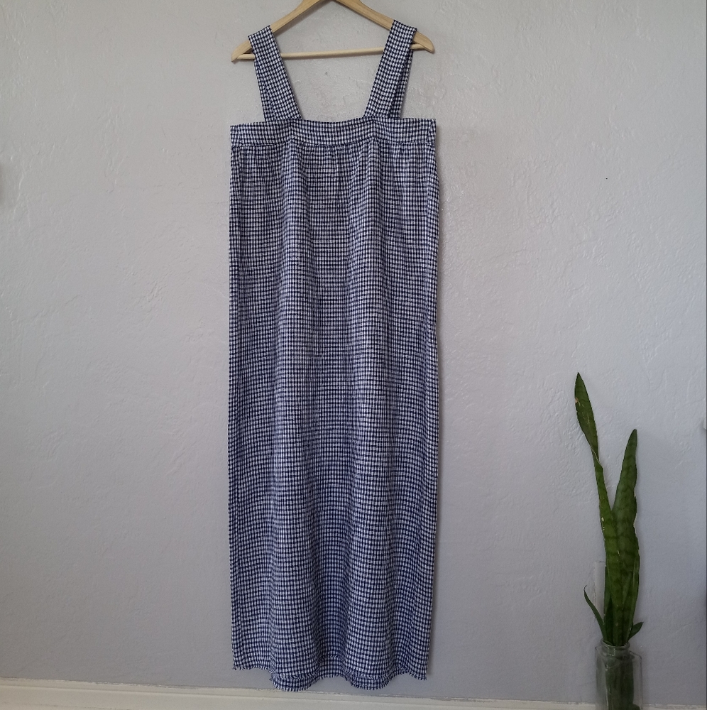 Reformation Raphael Linen Maxi Dress Challah Check Blue White Gingham M - Picture 6 of 16